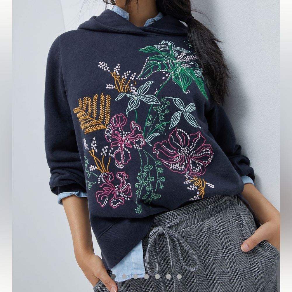 Anthropologie | Maeve Zooey Embroidered Hoodie | Size XSP